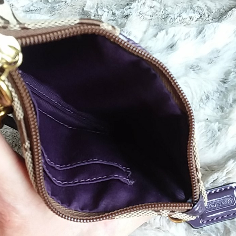 Coach Signature Stripe Fabric Wristlet, Euc - image 8
